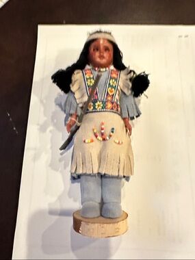 Handcrafted Native-Style Doll Figurine with Beaded Accents